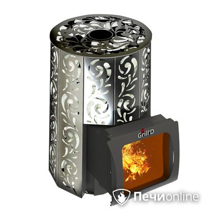 Дровяная печь-каменка GrillD Violet window short Max Жадеит 80 в Сочи