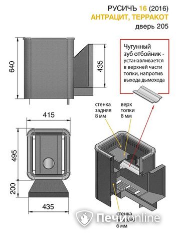 Дровяные печи-каменки Везувий Русичъ Антрацит 16 (205) 2016 в Сочи