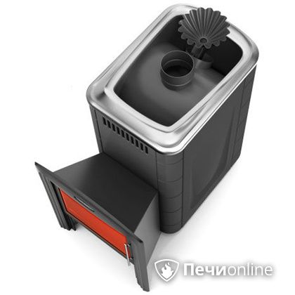 Дровяная банная печь TMF Ангара 2012 Carbon Витра с закрытой каменкой антрацит в Сочи