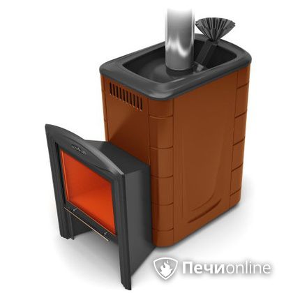 Дровяная банная печь TMF Гейзер 2014 Inox Витра  Терракота в Сочи