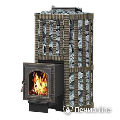 Дровяная банная печь Везувий Ураган Ковка 22 (270) с закрытой каменкой чугун в Сочи