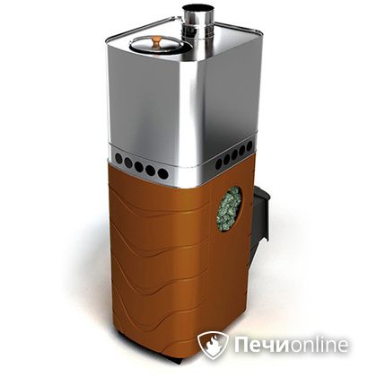 Дровяная банная печь TMF Бирюса 2013 Carbon терракота с закрытой каменкой в Сочи